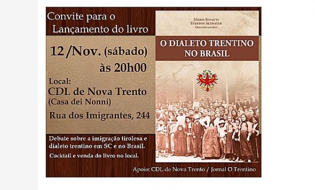 Livro sobre o Dialeto Trentino será lançado em Nova Trento